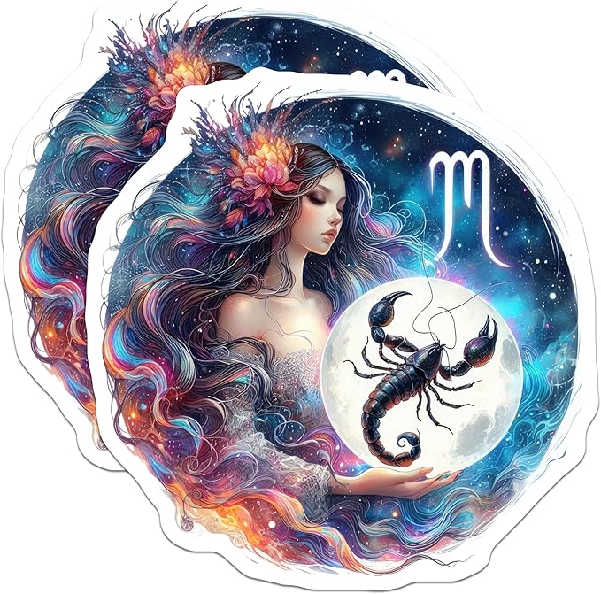 (2 Pack) Scorpio Zodiac Stickers - Astrology Sign - Horoscope Lover Decor - 5