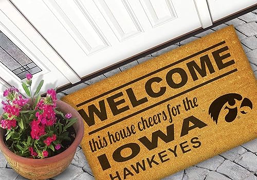 KH Sports Fan Iowa Hawkeyes Welcome Coir Doormat