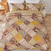 Vista 4 de Cmfshape Floral Quilt Sets Bedspread Set 100% Cotton Patchwork Bedding Set, All Season Use Lightweight Reversible Coverlet Quilts with 2 Pillow