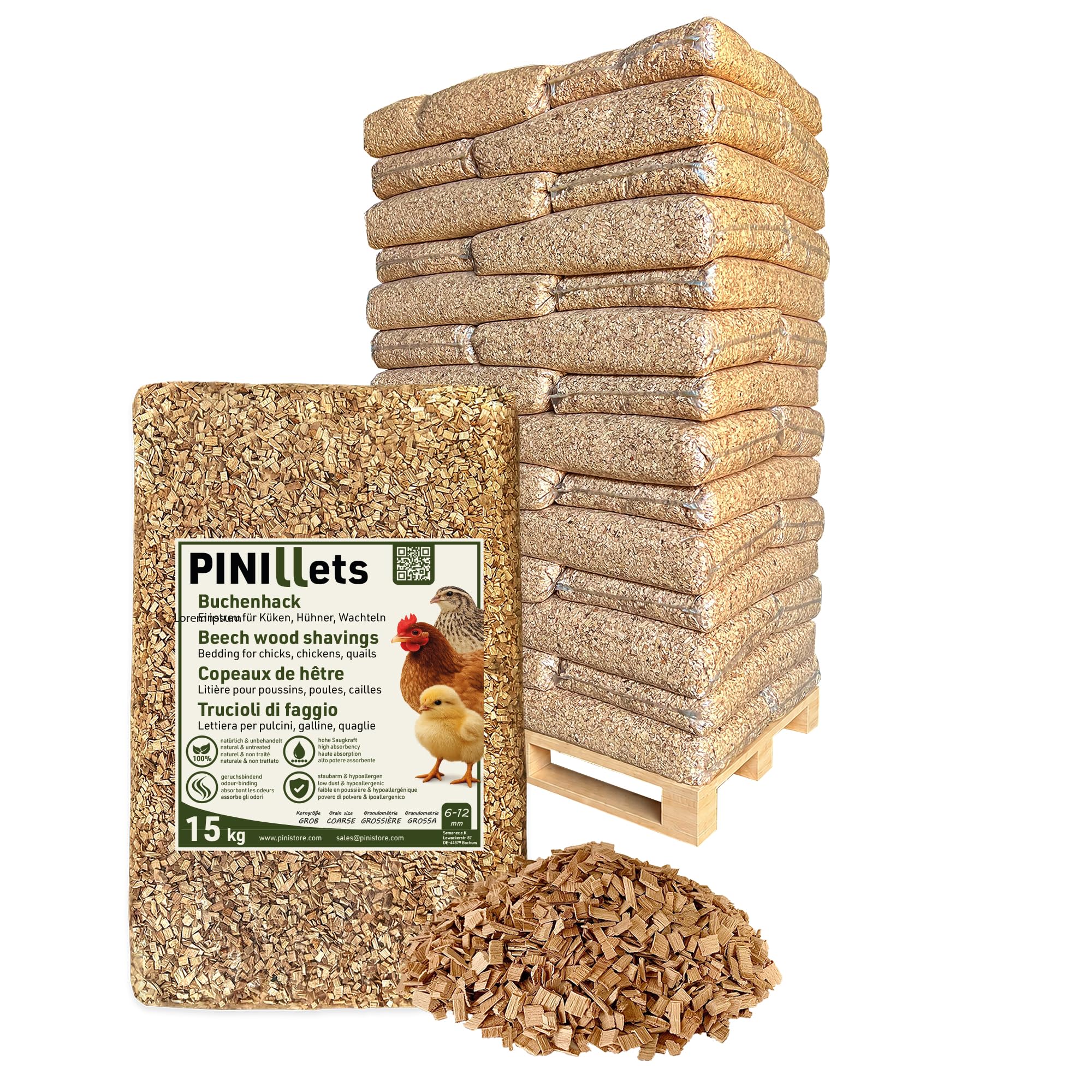 PINI Buchenhack 630 kg staubfreie hygienische Einstreu grob