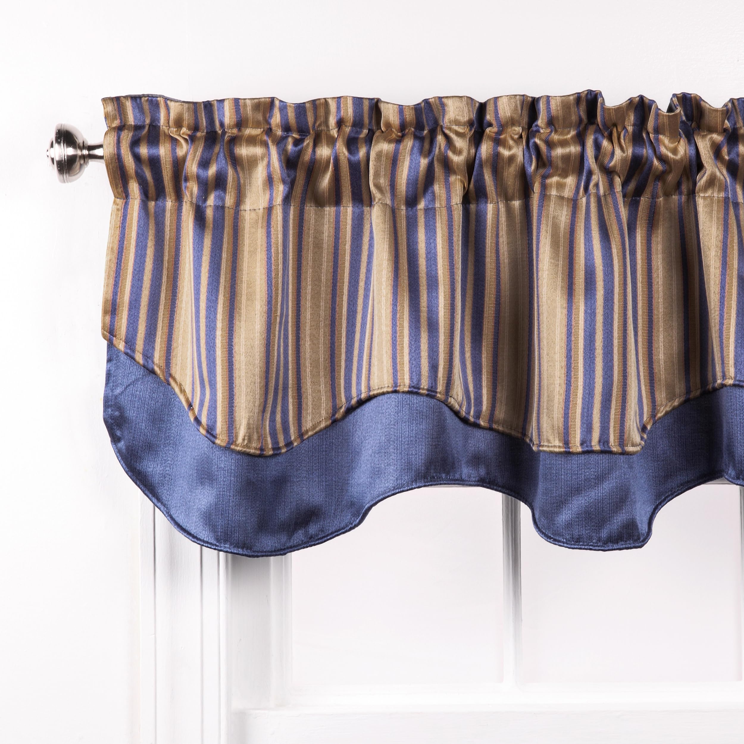 Collections Etc Windsor Jaquard Layered Valance Color: Blue