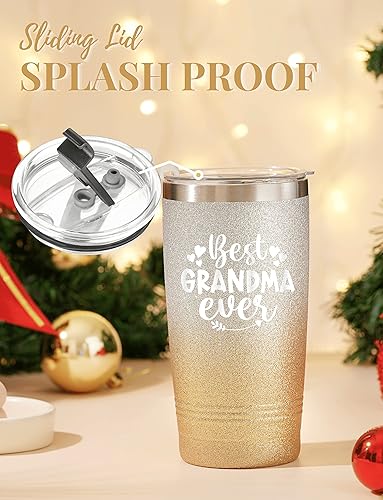 Miniatura 3 de Regalos para el día de la madre de nieta, nieto, vaso de vino de acero inoxidable aislado con tapa y pajita, para abuela en cumpleaños, Navidad,