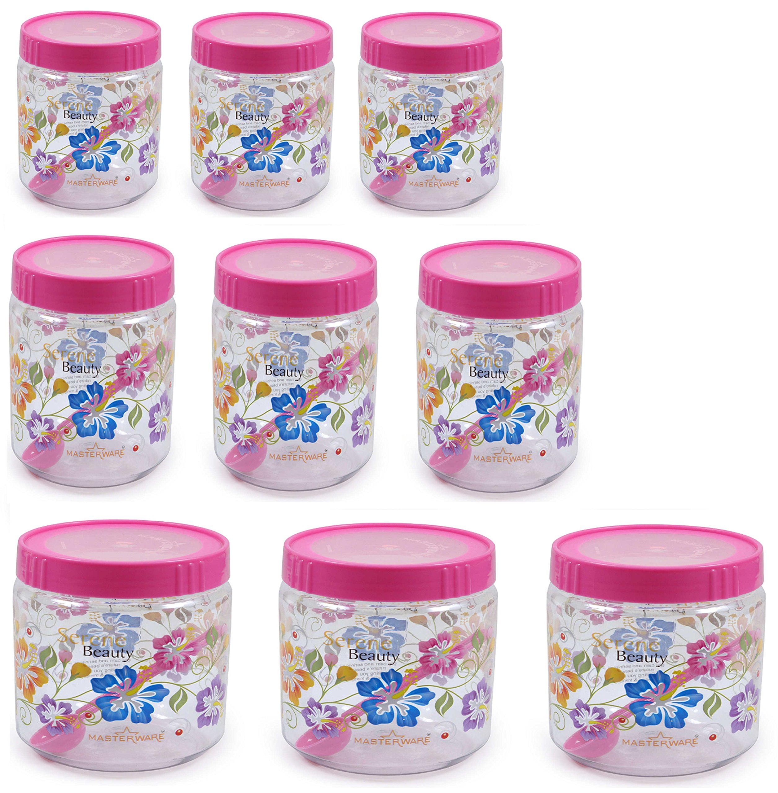 Masterware Queen jar 300ml,500ml and 750ml.(Pack of 9)