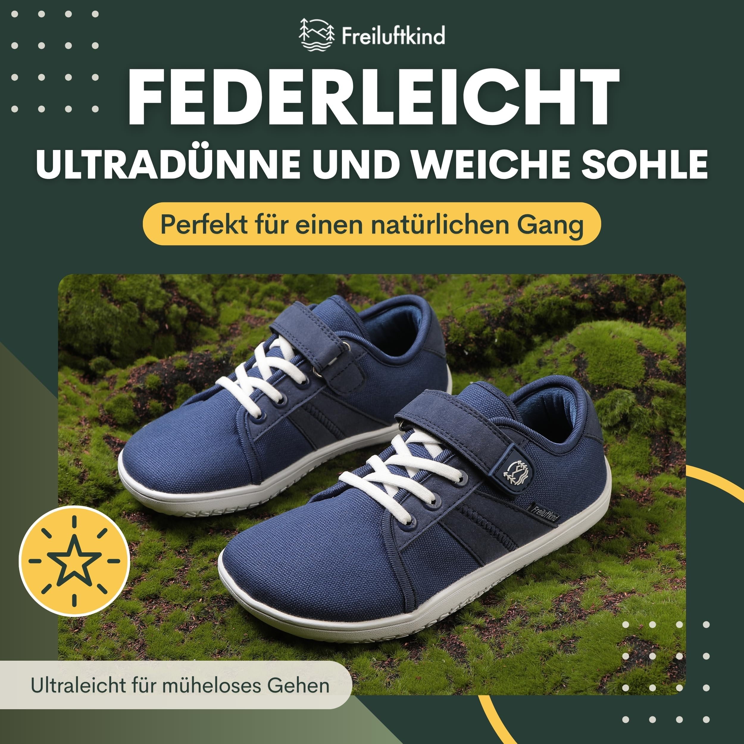 Freiluftkind Das Original Baker Kids – Gesunde Sneaker Kinder-Barfußschuhe (Größe 25-34) – Unsere Barfussschuhe Kinder fördern eine gesunde Fußentwicklung und mehr Bodengefühl