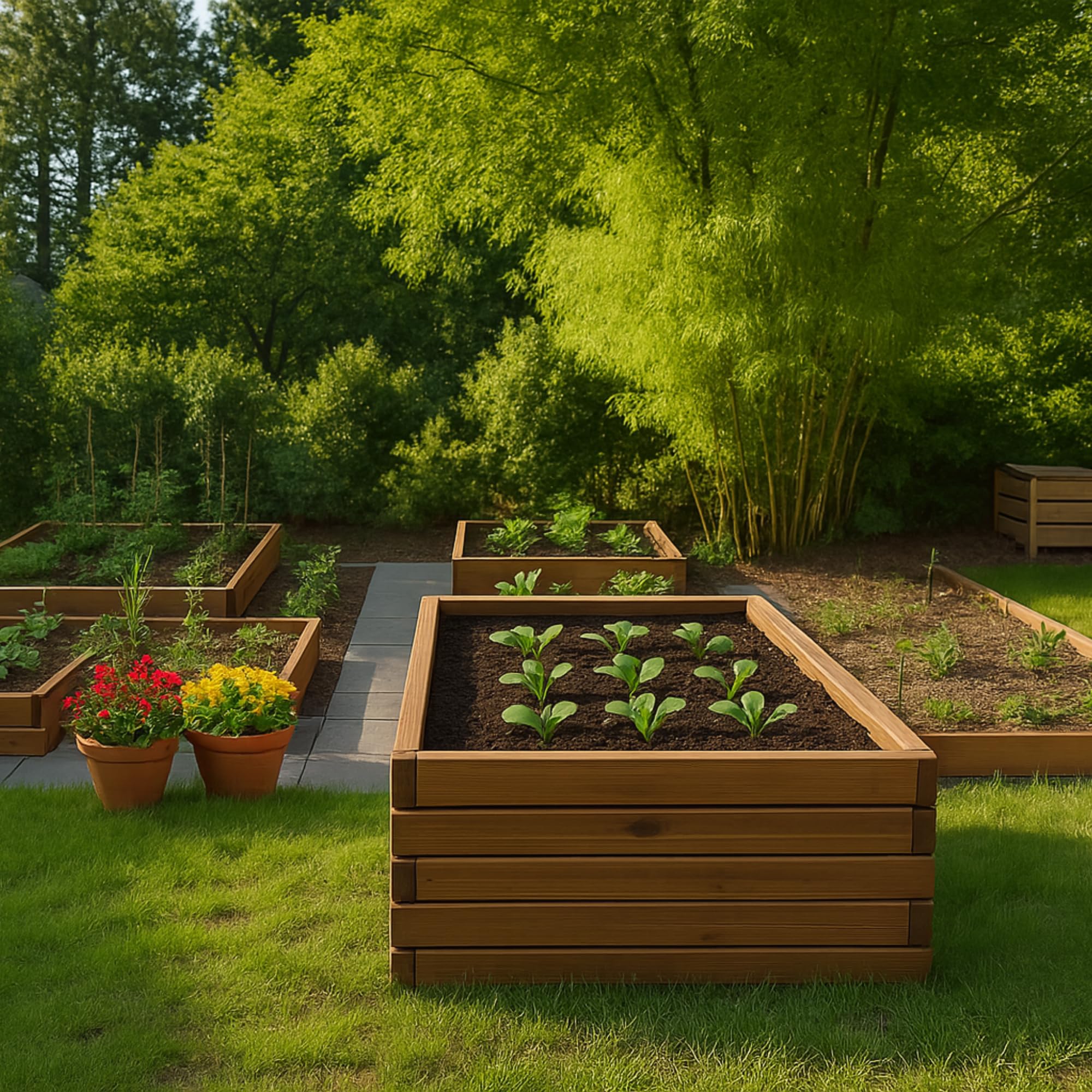 Huerto Urbano Elevado de Madera 120 x 30 x 75 cm Impregnado Color Teca Jardinera Exterior Grande Macetero para Verduras Hierbas Flores Huerto Urbano Rectangular para Jardín Terraza Balcón