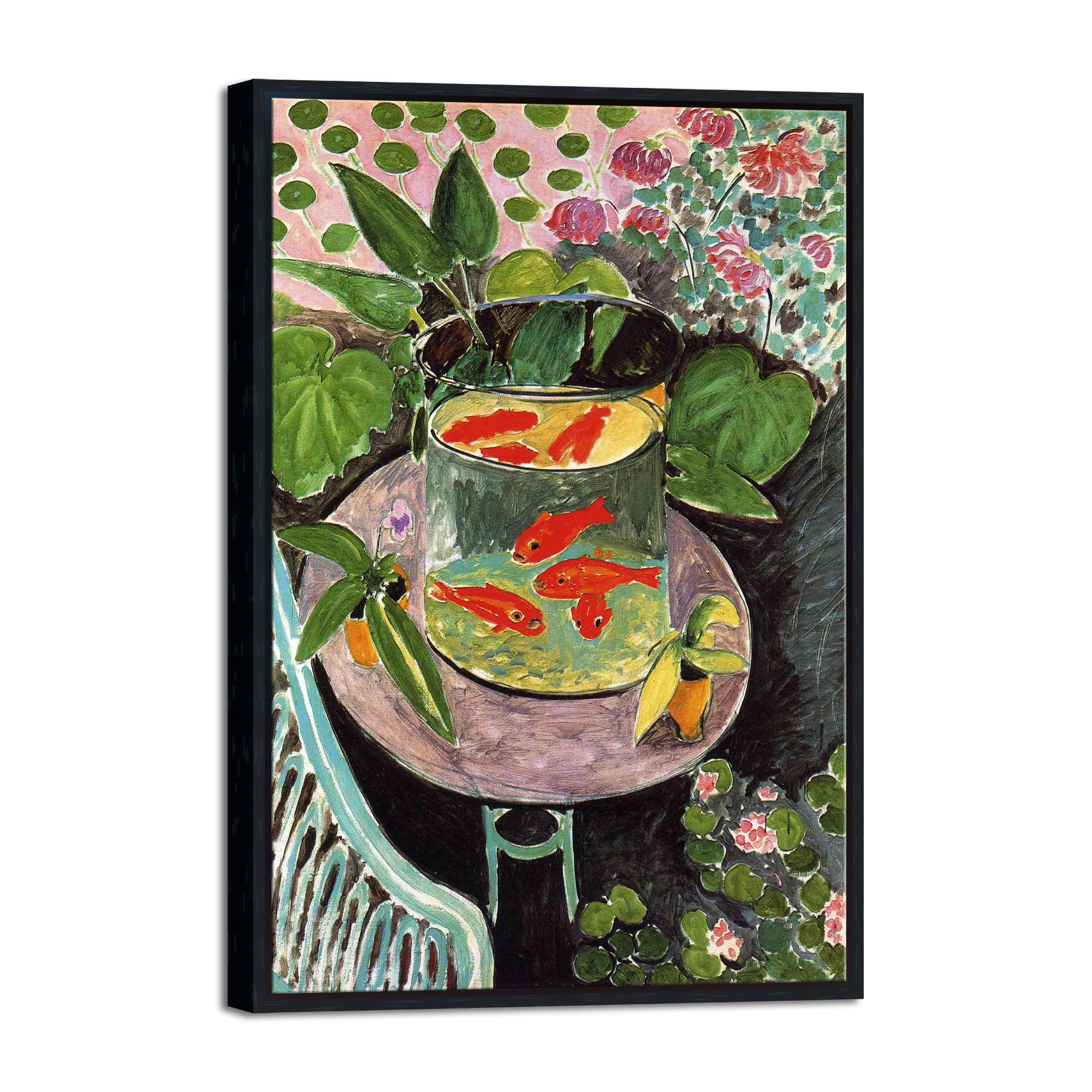 Wieco Art Black Framed Canvas Wall Art Goldfish by Henri Matisse Colorism Aesthetic Abstract Canvas Prints for Wall Decor and Home Office Decorations