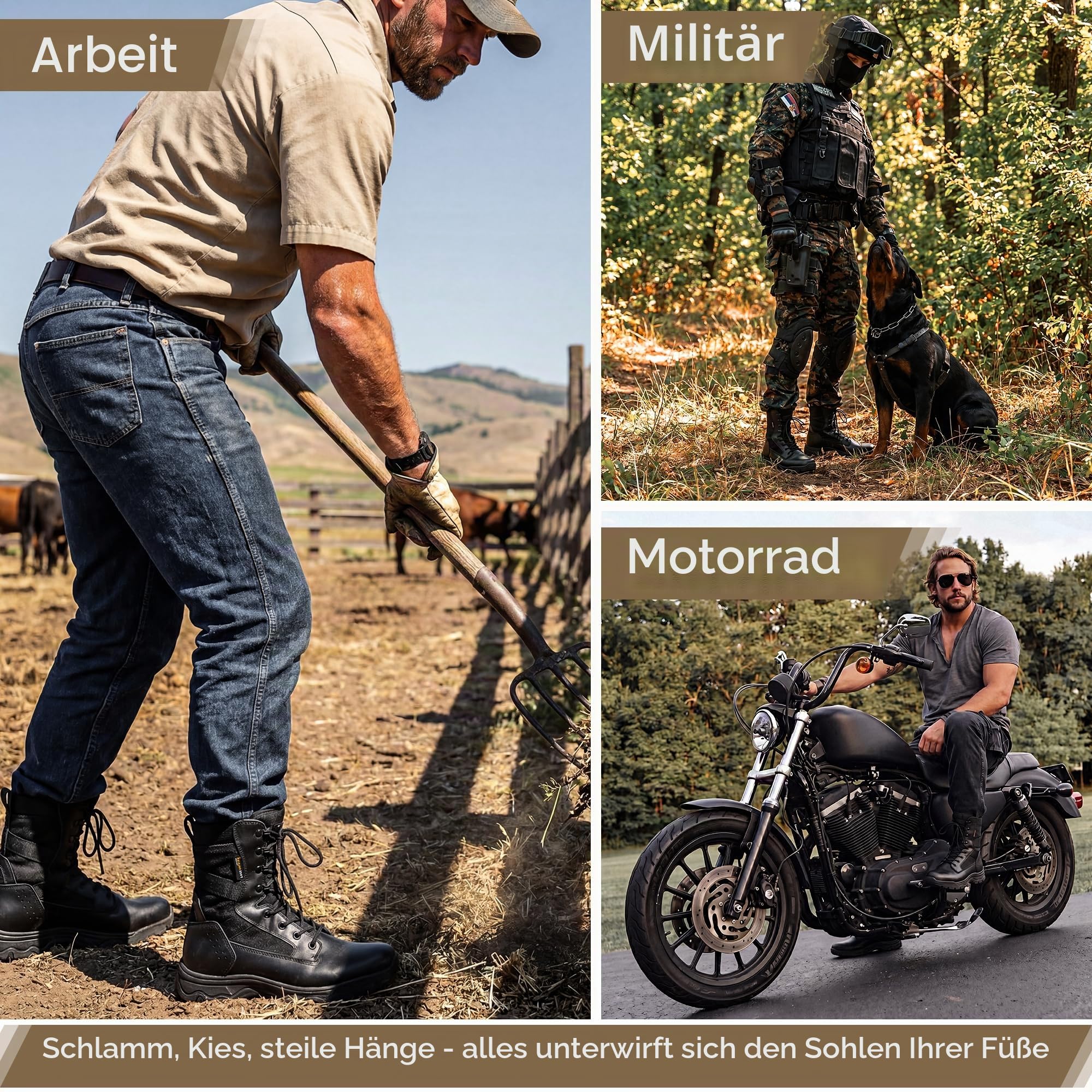 FREE SOLDIER Taktische Herrenstiefel 8 Zoll Leichte Kampfstiefel Langlebige Wildleder Militärische Arbeitsstiefel Wüstenstiefel