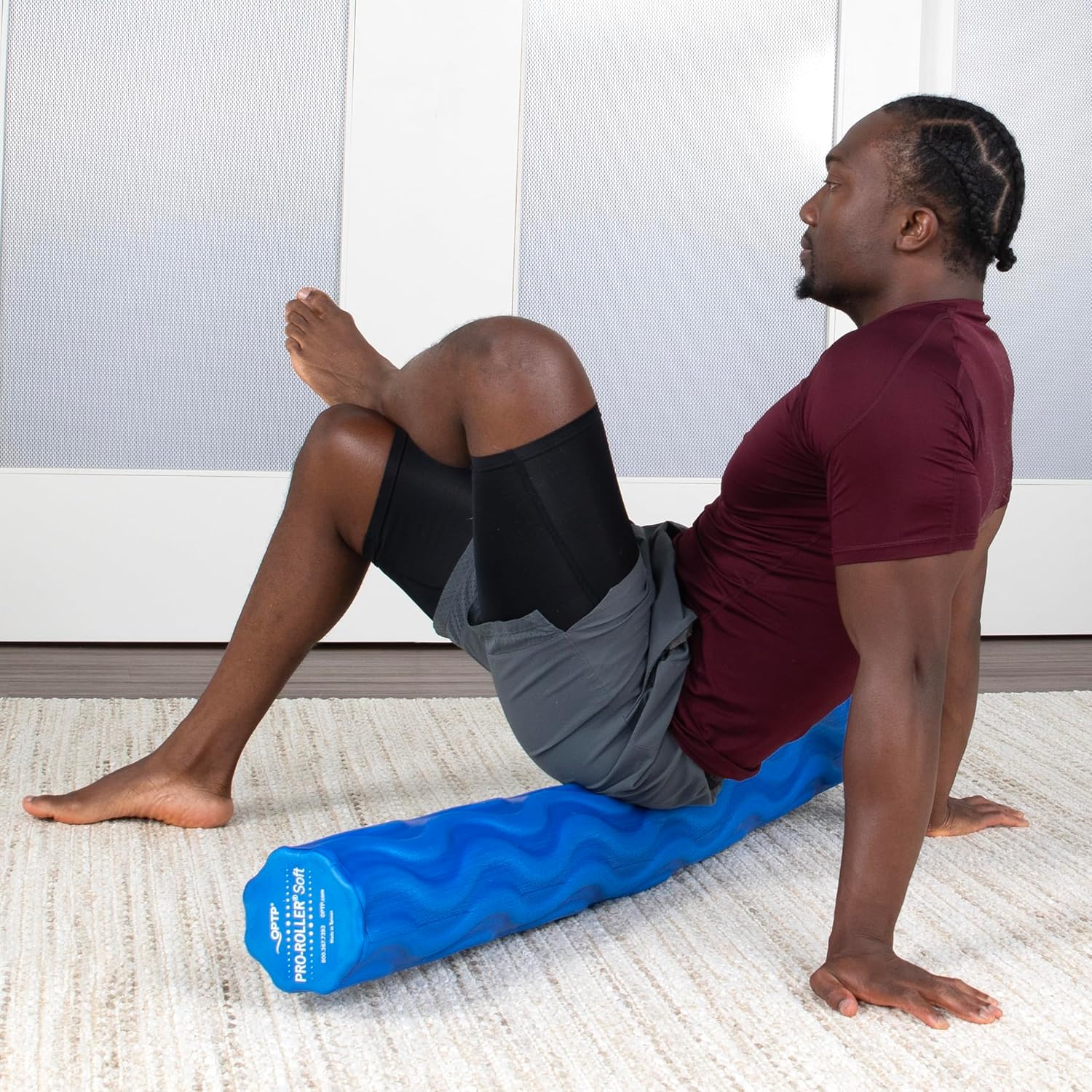 OPTP PRO-Roller XL Soft Density Foam Roller—Extra-Long Soft Foam Roller for Physical Therapy, Pilates, Yoga, Foam Roll Exercises, and Muscle Recovery: Blue 46” x 6”