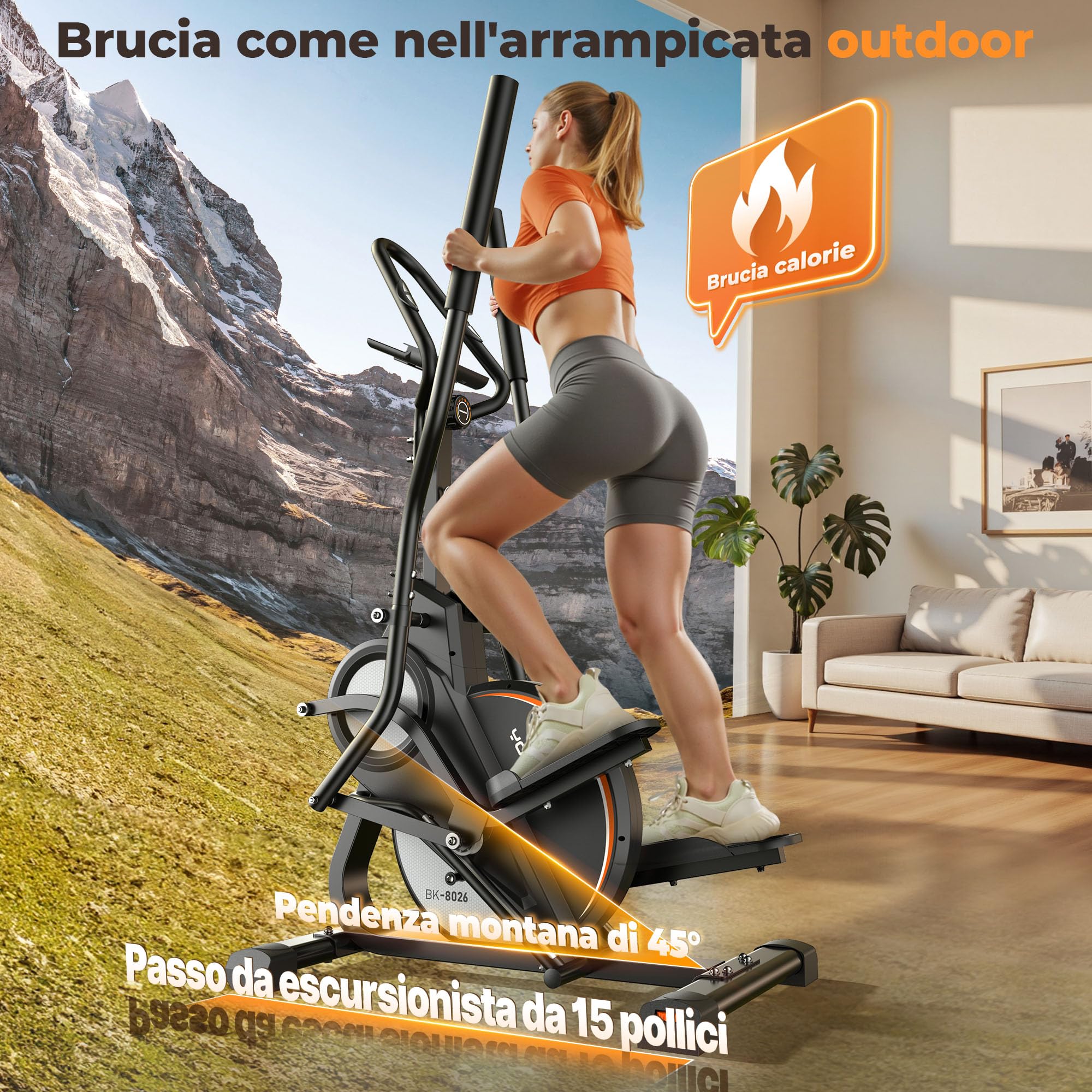 YOSUDA Ellittica da casa professionale, 3 in 1 (Ellittica + Pedaliera + Stairmaster), 16 Livelli di Resistenza, Volano da 8 kg, Resistenza Magnetica Ultra Silenziosa, Inclinazione di 45°, Monitor LCD