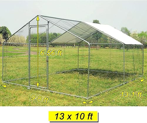 Miniatura 6 de Gallinero de metal grande, jaula para aves de corral con cubierta impermeable y antiultravioleta, recinto para gallinas y conejos, hábitat para