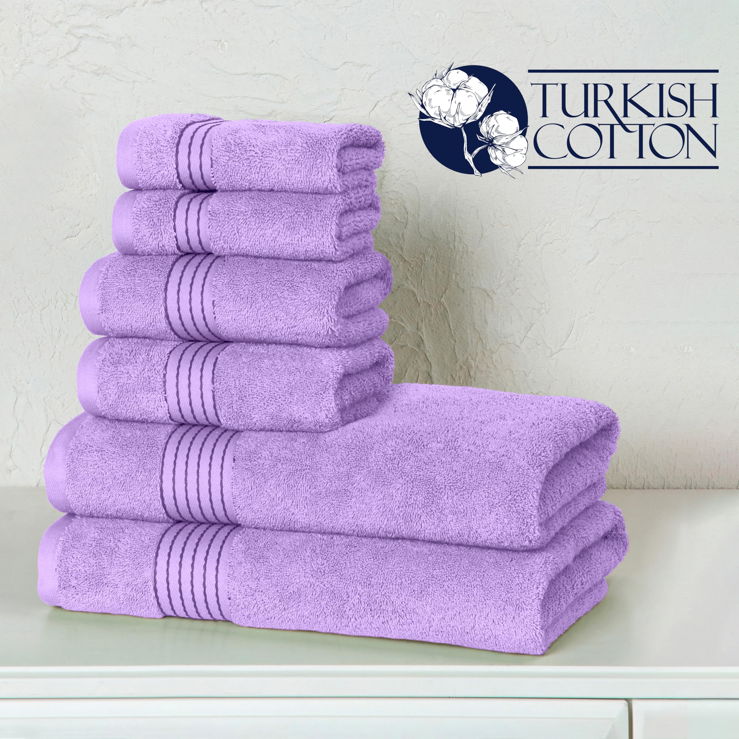 Elegant Comfort Lot de 6 Serviettes en Coton de qualité supérieure - Comprend 2 débarbouillettes, 2 essuie-Mains et 2 Serviettes de Bain, 100% Coton Turc, très absorbantes et Super Douces, pour Salle