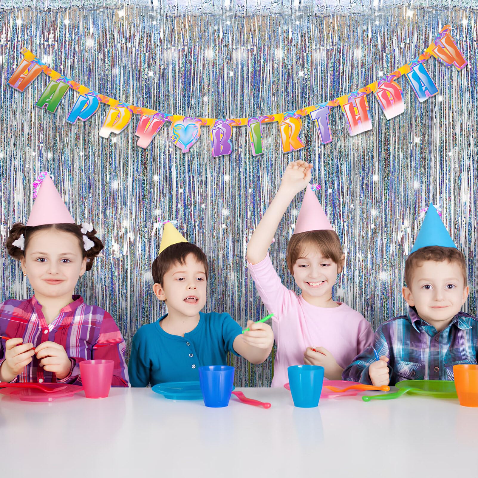 Cabilock Silber Lametta Vorhang 98X39 Zoll Glitzer Fransen Party Hintergrund Vorhang Für Geburtstag Hochzeit Feierlichkeiten Deko Streamer Kulisse