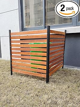 50 in H* 38 in W * 2 Panels of Pine Wood Privacy Screen,Trash Can Fence,Wood Fence Panel,and Air Conditioning Outdoor Units Decorate The Courtyard (Wooden)