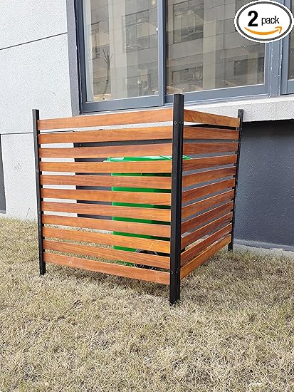 50 in H* 38 in W * 2 Panels of Pine Wood Privacy Screen,Trash Can Fence,Wood Fence Panel,and Air Conditioning Outdoor Units Decorate The Courtyard (Wooden)