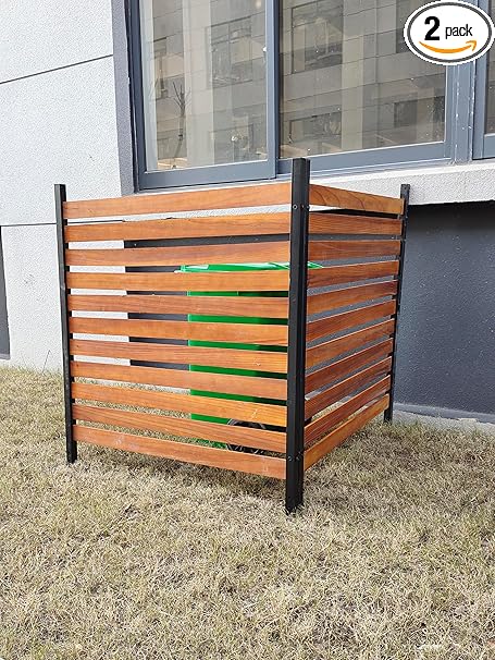 50 in H* 38 in W * 2 Panels of Pine Wood Privacy Screen,Trash Can Fence,Wood Fence Panel,and Air Conditioning Outdoor Units Decorate The Courtyard (Wooden)