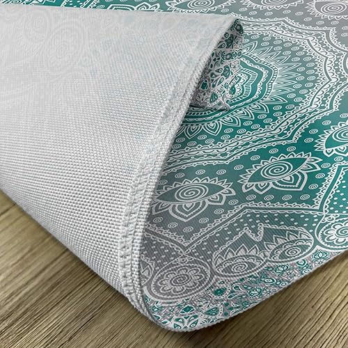 Miniatura 5 de Ambesonne Juego de 4 manteles individuales color gris y verde azulado, diseño geométrico de mandala degradado con líneas de flores, manteles