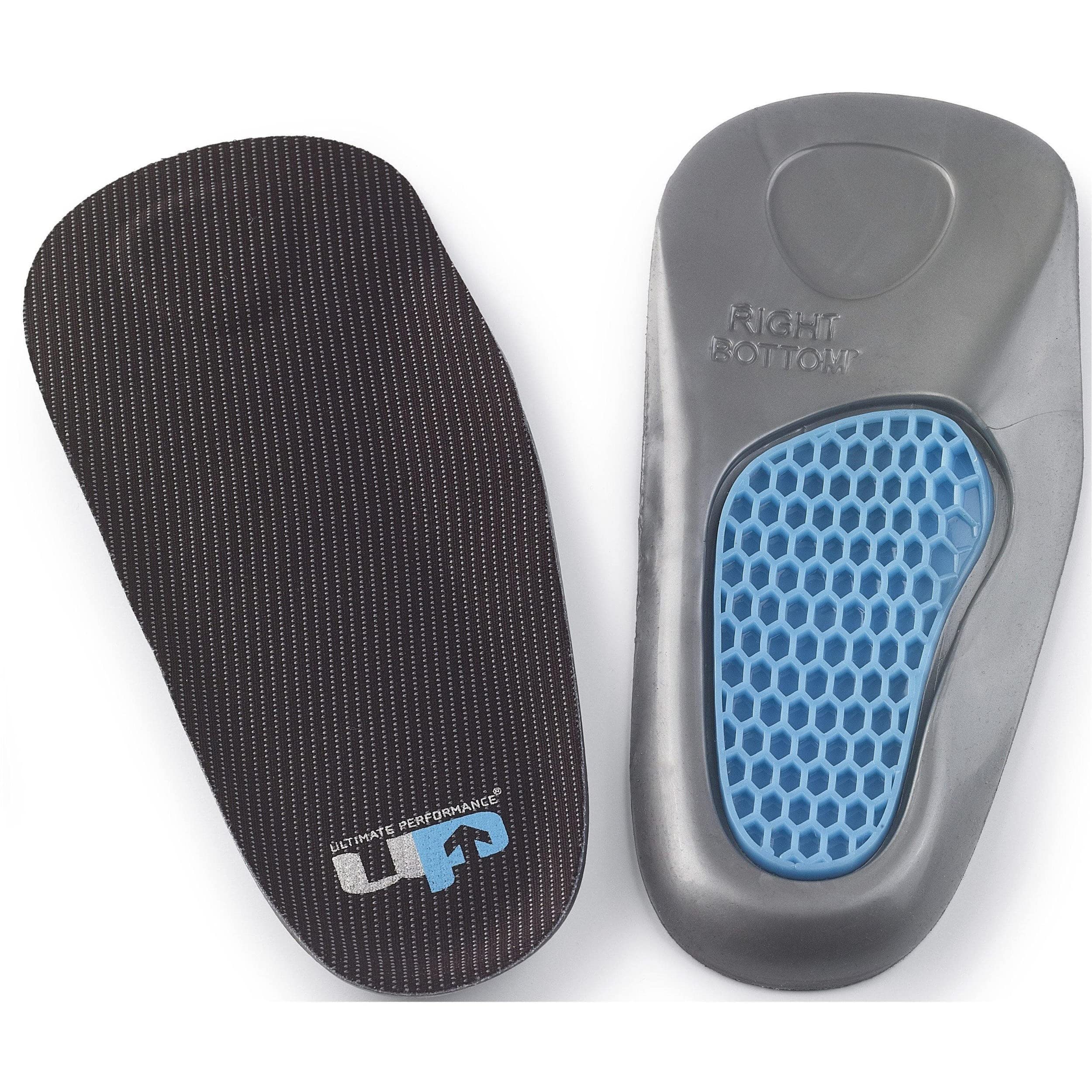 Ultimate Performance UP Ultimate Gel Heel and Arch Support 3/4 Insole, Large/X-Large, Black/Blue