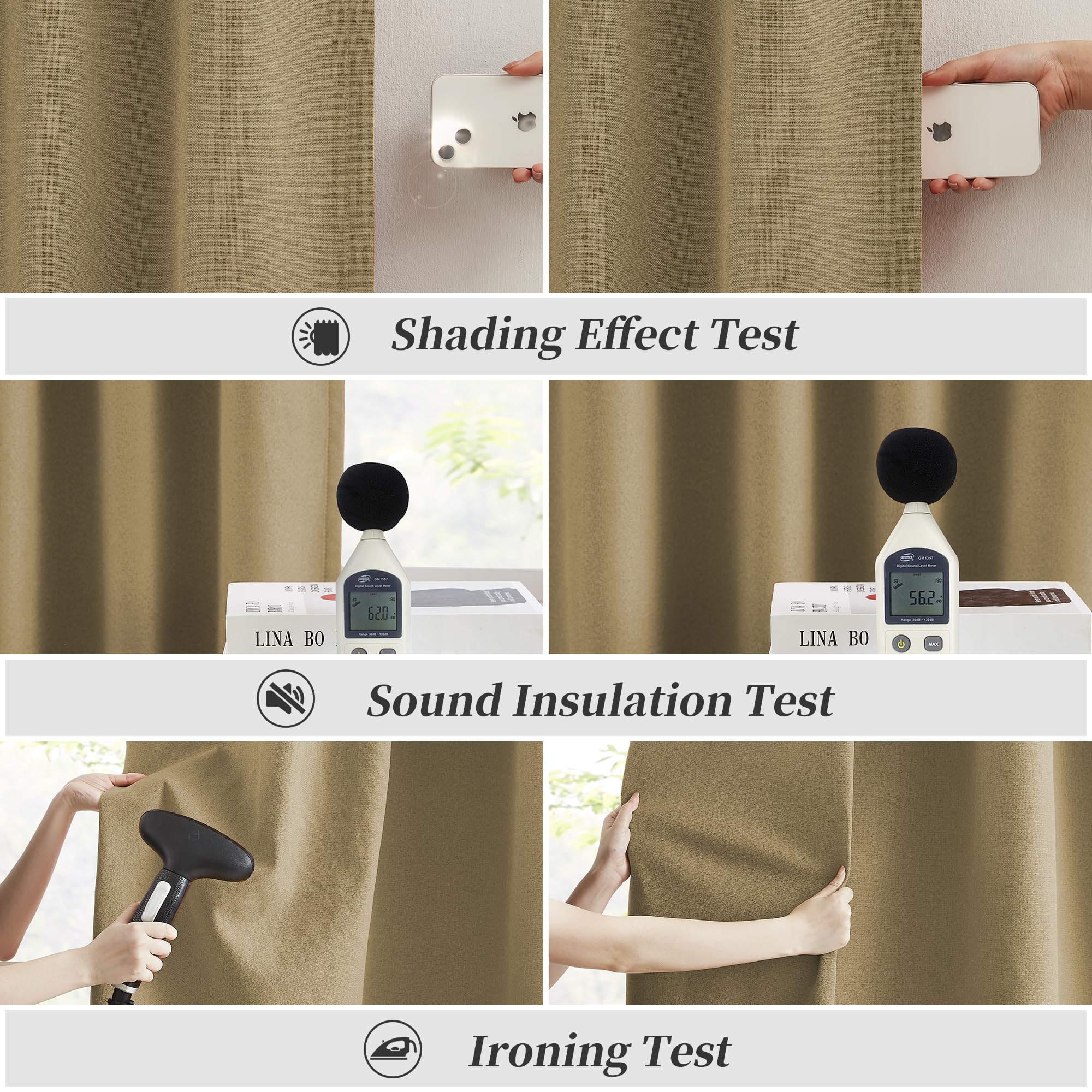 KEQIAOSUOCAI 132 Inch Linen Blackout Curtains 11 ft/feet Long for Ceiling Back Tab Loop Pocket Curtains Pinch Pleated Drapes for Patio Sliding Glass Door, Burlap Color,W50 x L132, 2 Panels