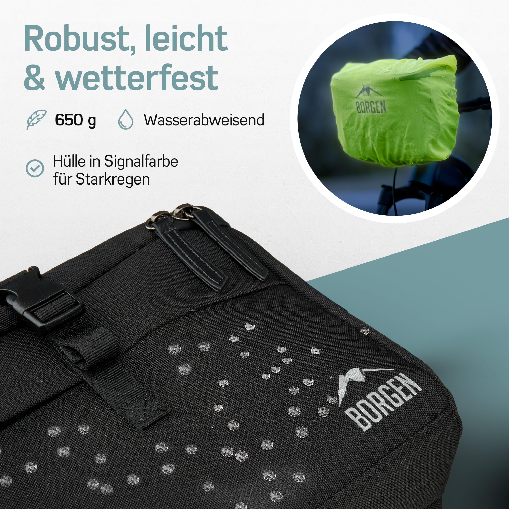 Borgen KLICKfix Lenkertasche Smartphone - Wasserabweisende und geräumige Fahrradlenkertasche 6 L - Fahrradtasche Lenker ebike - Fahrrad Lenkertasche Handy