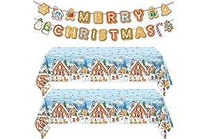 durony Christmas Gingerbread Tablecloth Banner Set
