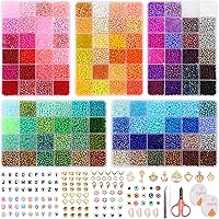 Vista 7 de QUEFE 62000 piezas 120 colores cuentas de semillas de vidrio para hacer joyas, cuentas mini de 2 mm con accesorios, kit de pulseras de amistad