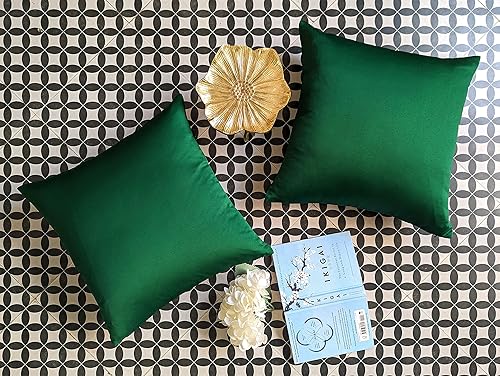 Miniatura 5 de Craftbot - Fundas de almohada de satén de alta calidad, color verde esmeralda, juego de 2 fundas de almohada decorativas de 16 x 16 pulgadas, con