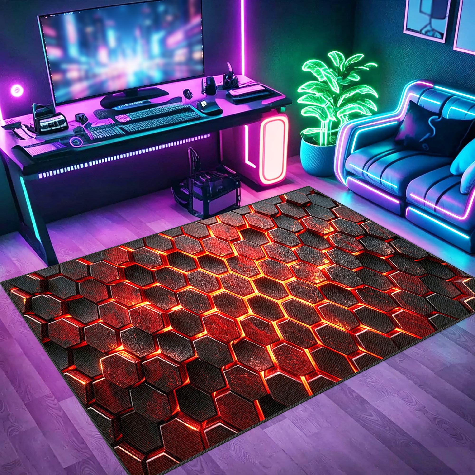 Tapis sol gaming pour garçon enfant lavable 80x100cm et tapis de sol esports 3D