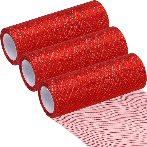 Sea Team Cinta de hilo transparente con purpurina de 6 pulgadas de ancho, cinta de malla decorativa para árboles de Navidad, coronas, guirnaldas,