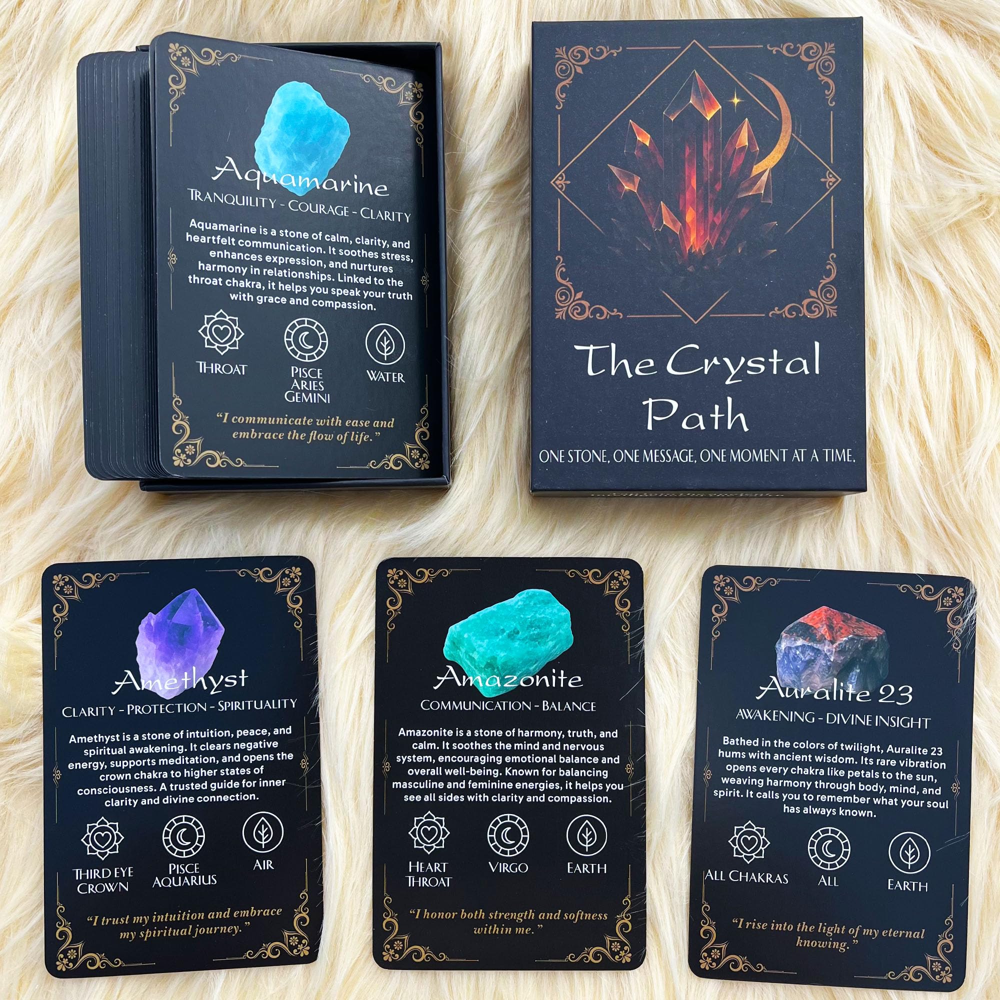 DPEHAKMK The Crystal Path Healing Oracle Deck, 50 Oracle Cards for