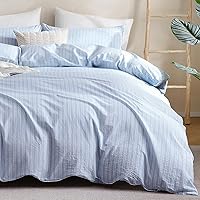 Vista 28 de ATsense Funda de edredón tamaño Twin, 100% algodón lavado, sensación de lino, funda de edredón gris oscuro, juego de ropa de cama de 3 piezas, suave