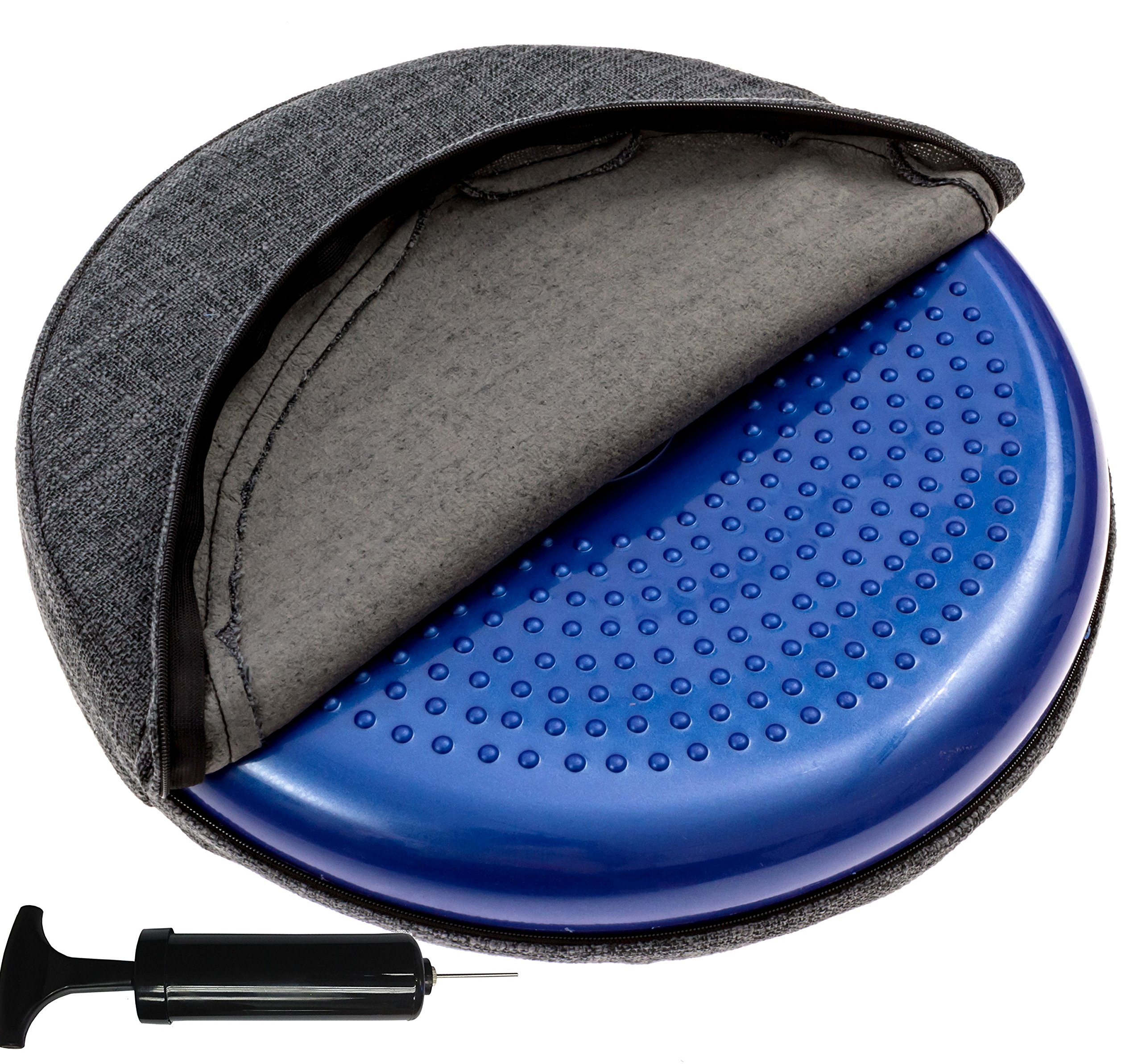 bintiva Inflated Stability Wobble Cushion, with Removable Washable Overlay, Including Free Pump/Exercise Fitness Core Balance Disc