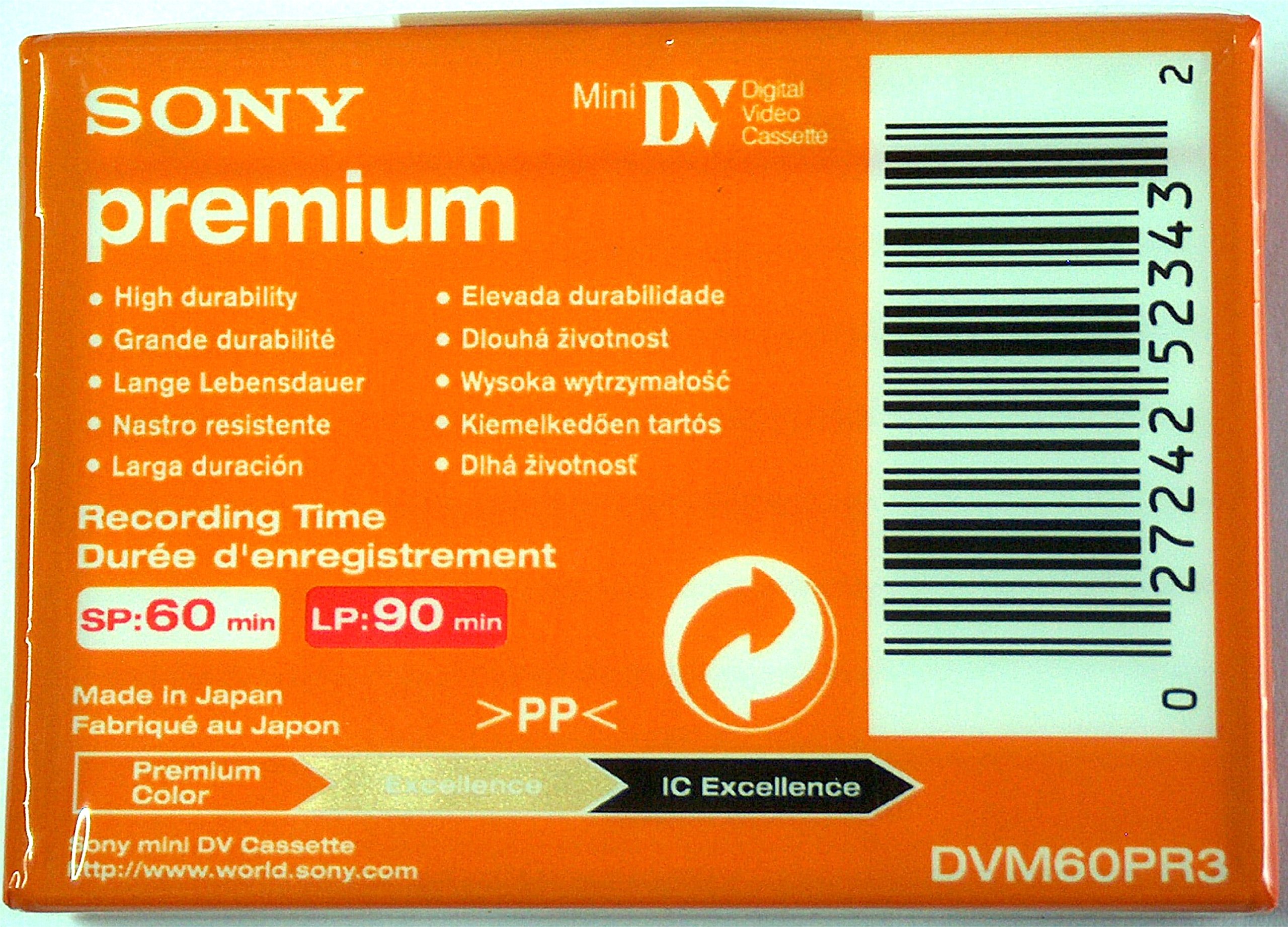 DVC Caméscope Tape 60 Min Sony Premium