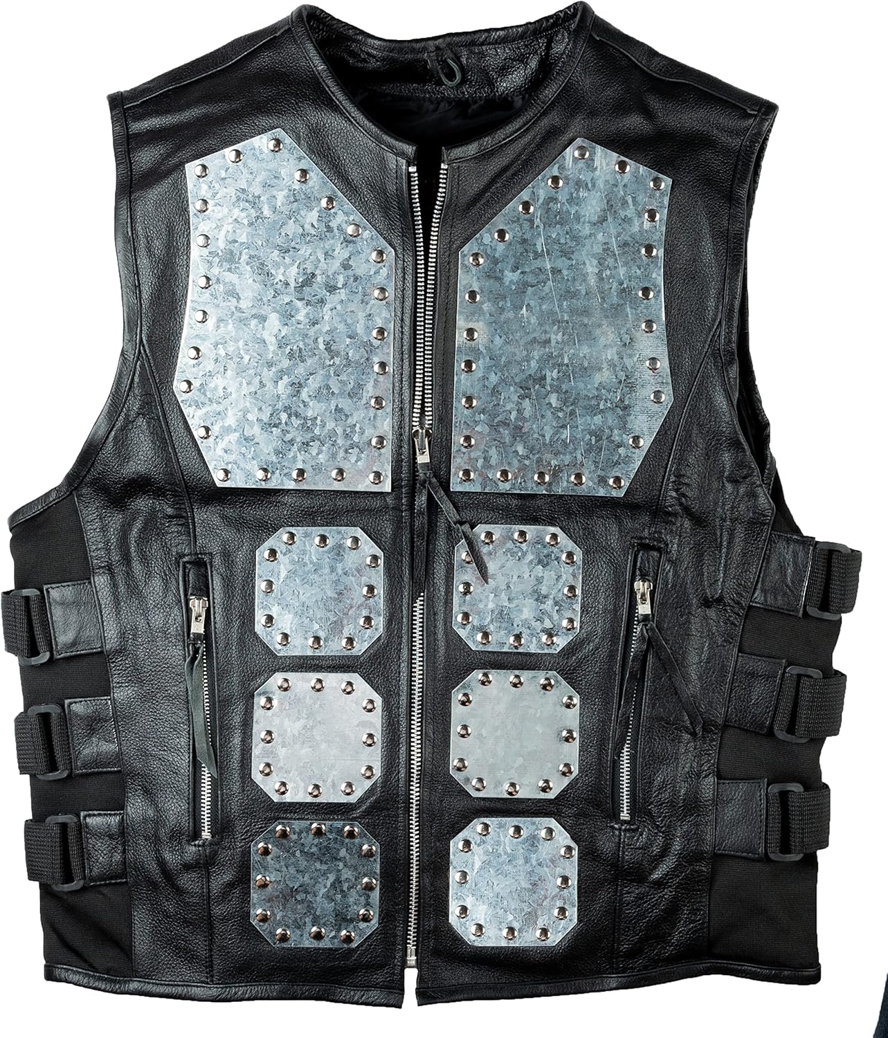 Hall 15 Clothes Sabaton Style Joakim Leather Vest with Metal Plates Leather Cowl Biker Vest Genuine Leather H15 Merch