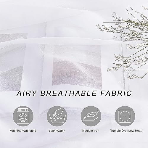 Miniatura 4 de NICETOWN Cortinas blancas transparentes para dormitorio, con bolsillo para barra, textura de lino sintético, panel de cortina de gasa transparente