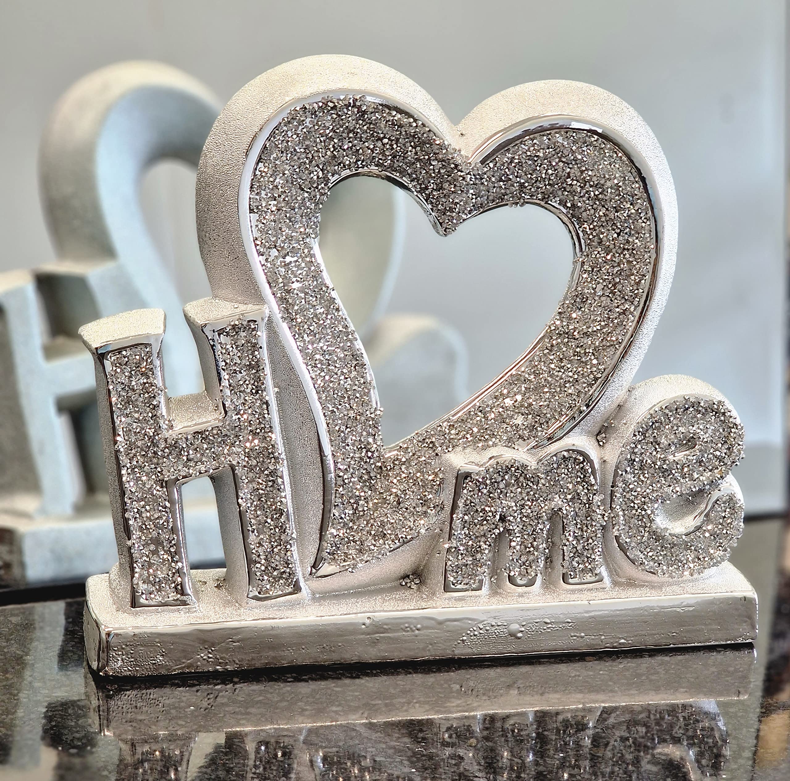 Crushed Diamond Home Sign Letters With Heart Jewel from B&Q