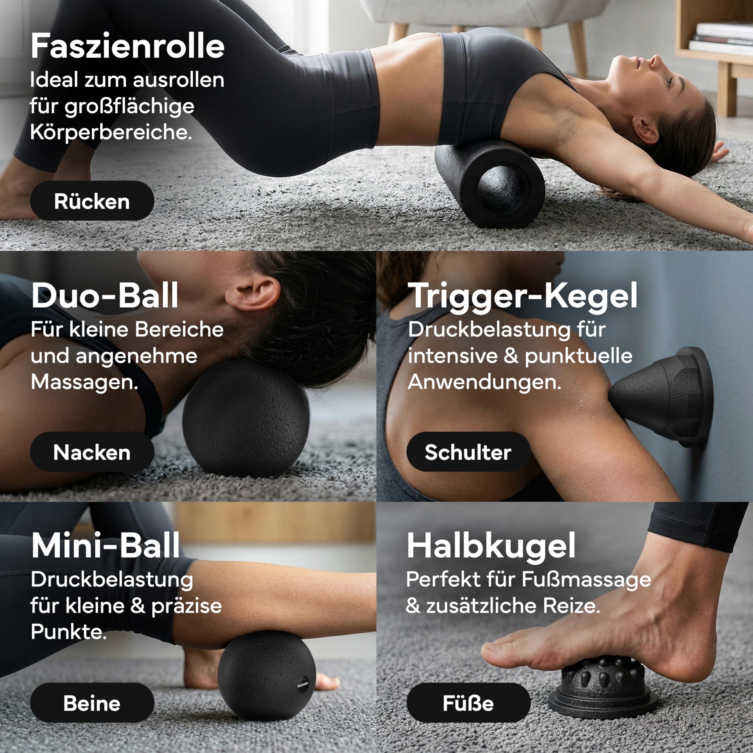 NEOLYMP Faszienrolle Set 5-in-1 Massage-Set EPP-Hartschaum Triggerpunktmassage Regeneration