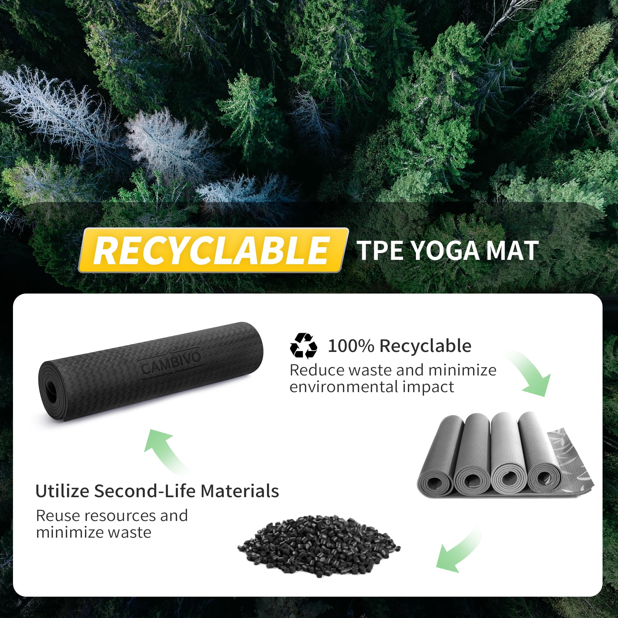 CAMBIVO XXL Yogamatte 183 x 122 cm, extra breite Fitnessmatte aus TPE, 6/8/10/12 mm Dicke rutschfeste Gymnastikmatte mit Tragetasche, gepolstert & gelenkschonend für Yoga, Pilates, Workout, Gym