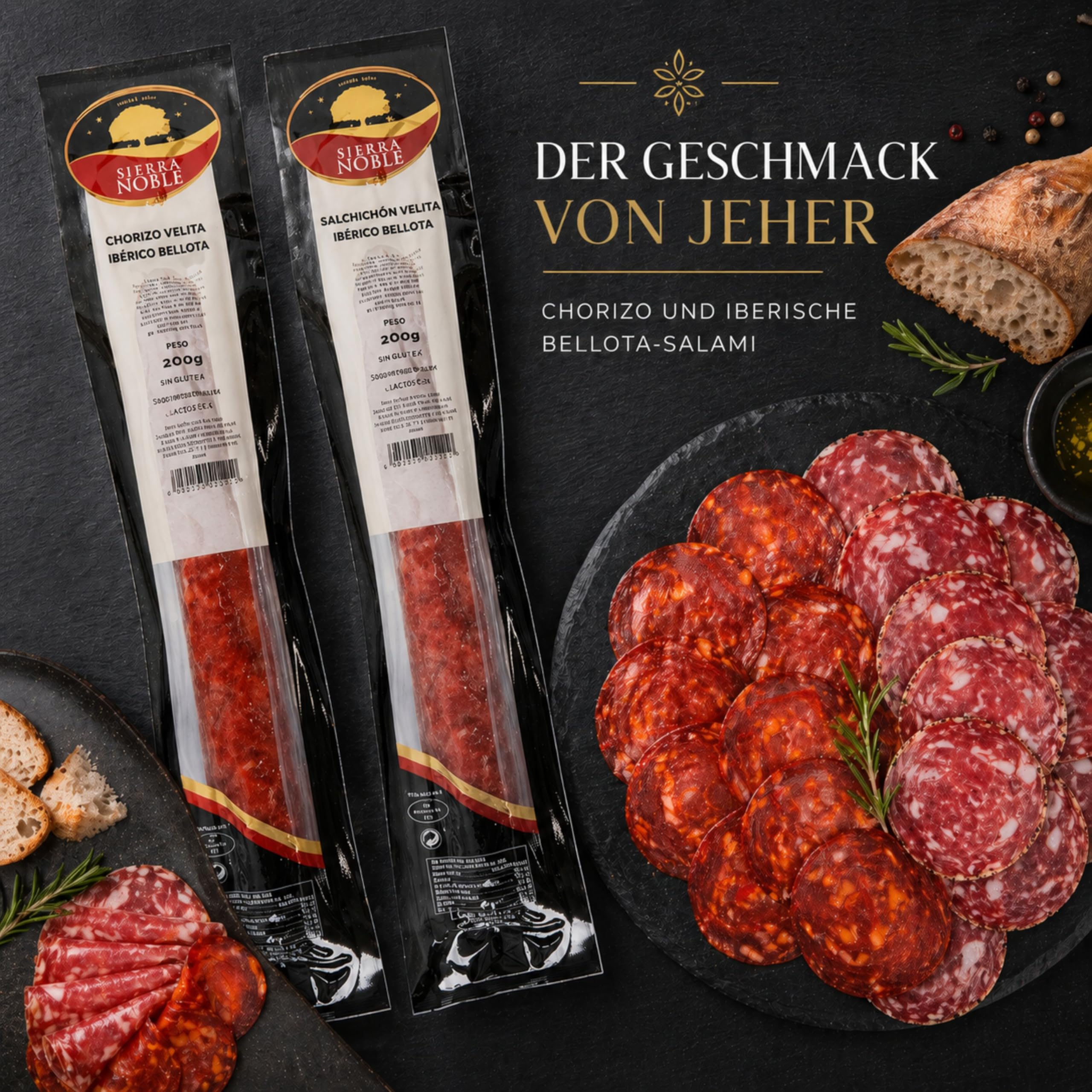 UNIVERSO GOURMET Präsentkorb Geschenkbox mit Rotwein 75 cl, Olivenöl, Chorizo, Salchichón, Paté, Schafskäsecreme & Picos