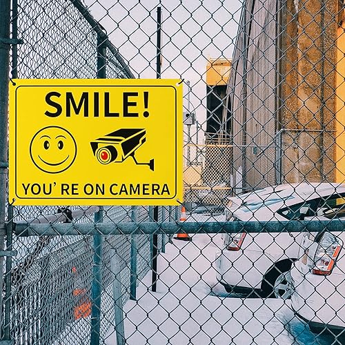 Miniatura 7 de Paquete de 2 letreros de cámara de seguridad para exteriores, ADT, 10 x 7 pulgadas, aluminio resistente sin óxido, letreros de videovigilancia,