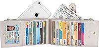 Vista 3 de Travelambo RFID Billetera de mujer con varios compartimientos para varias tarjetas con bolsillo con cierre, talla única