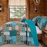 Vista 34 de VAPUTAR Juego de ropa de cama tamaño Queen – 3 piezas, edredón bohemio, colcha reversible ligera para dormitorio de granja (floral)