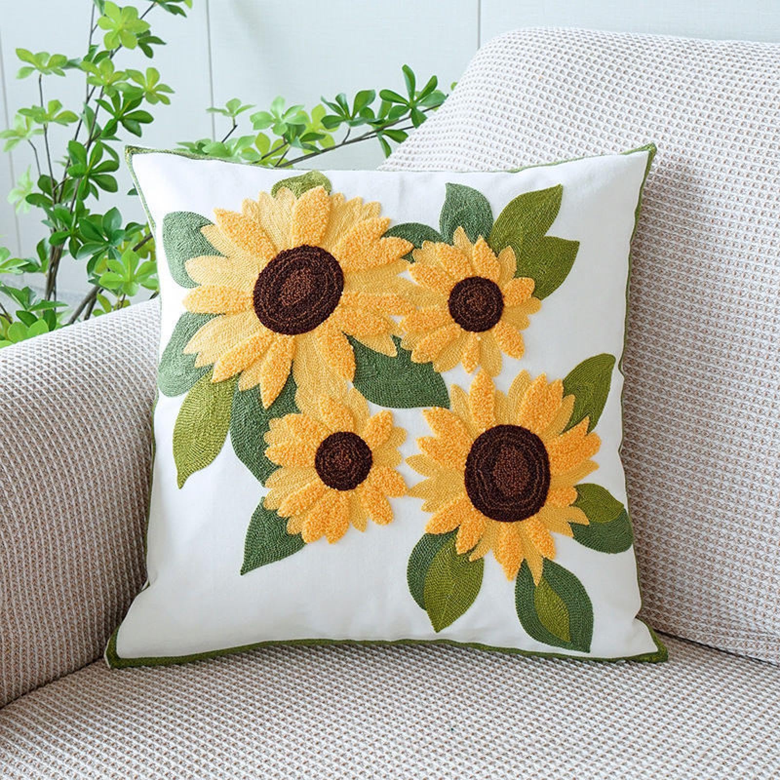 WZHUYOFUG Pastoral light luxury embroidered pillow sofa living room bedside back cushion pillow case