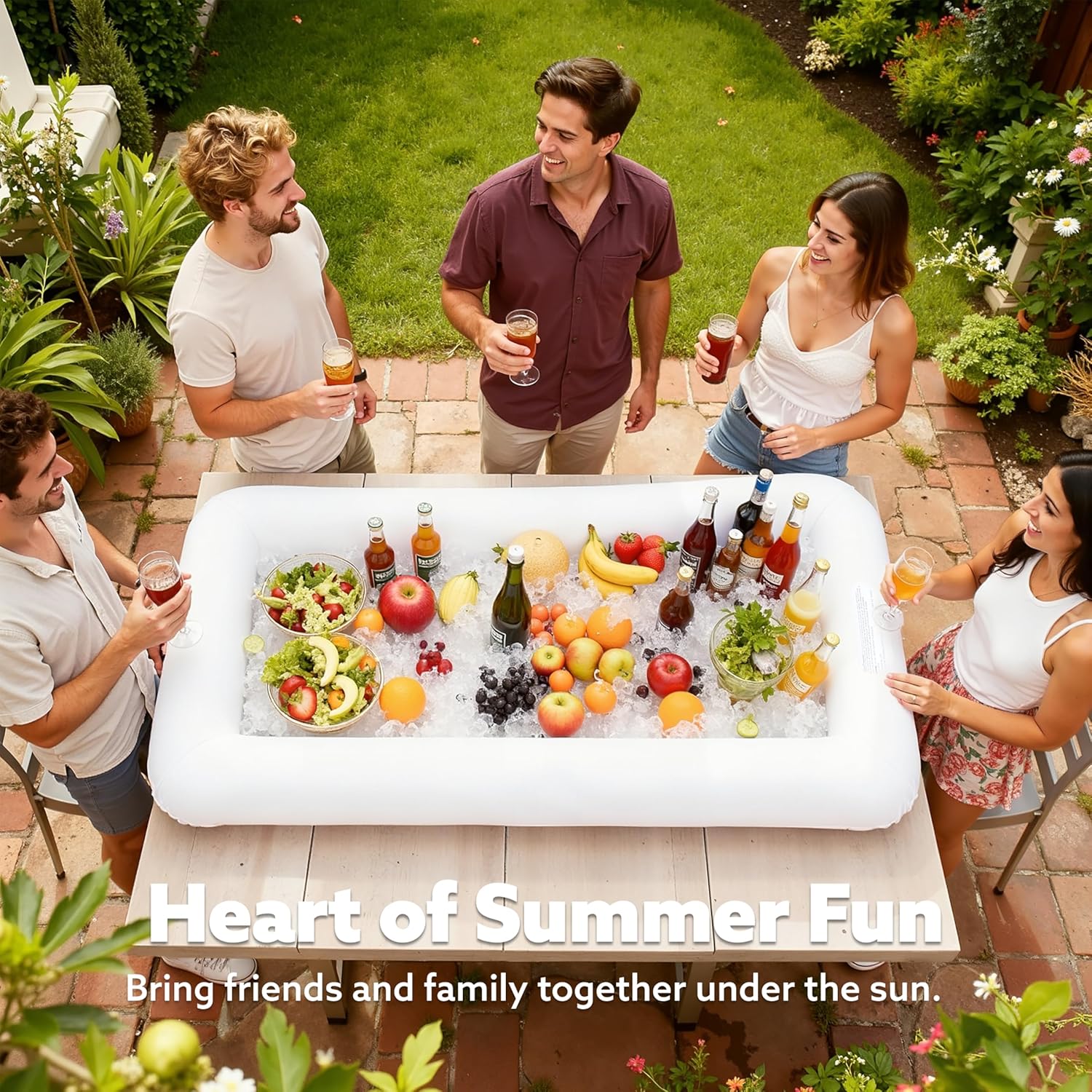 JOYIN 3-Pack Inflatable Serving Bars Cooler - Inflatable Cooler Ice Buffet Salad Serving Trays with Drain Plug, Food Drink Holder for Indoor Outdoor Summer Picnic Beach Pool Luau Party