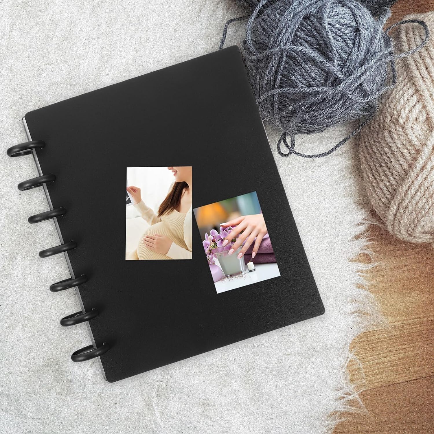 Black PP Mini Photo Album Book for Instant Photos and Receipts