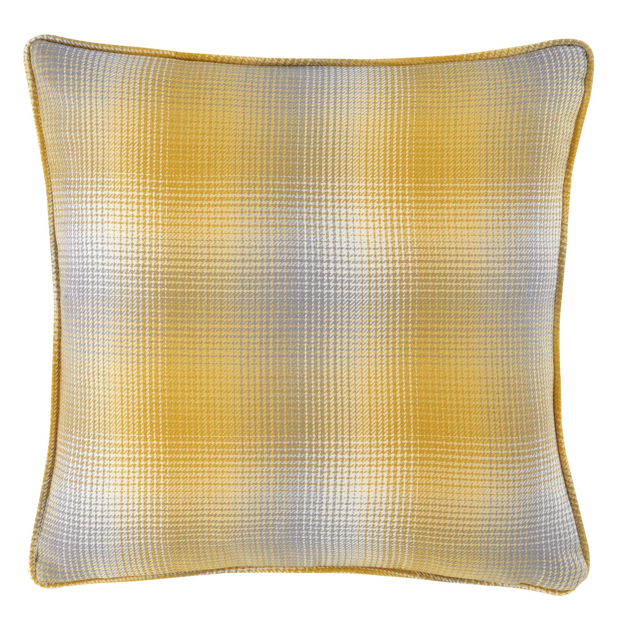 Curtina - Lincoln Check - Jaquard Filled Cushion - 43x43cm (17x17) in Ochre