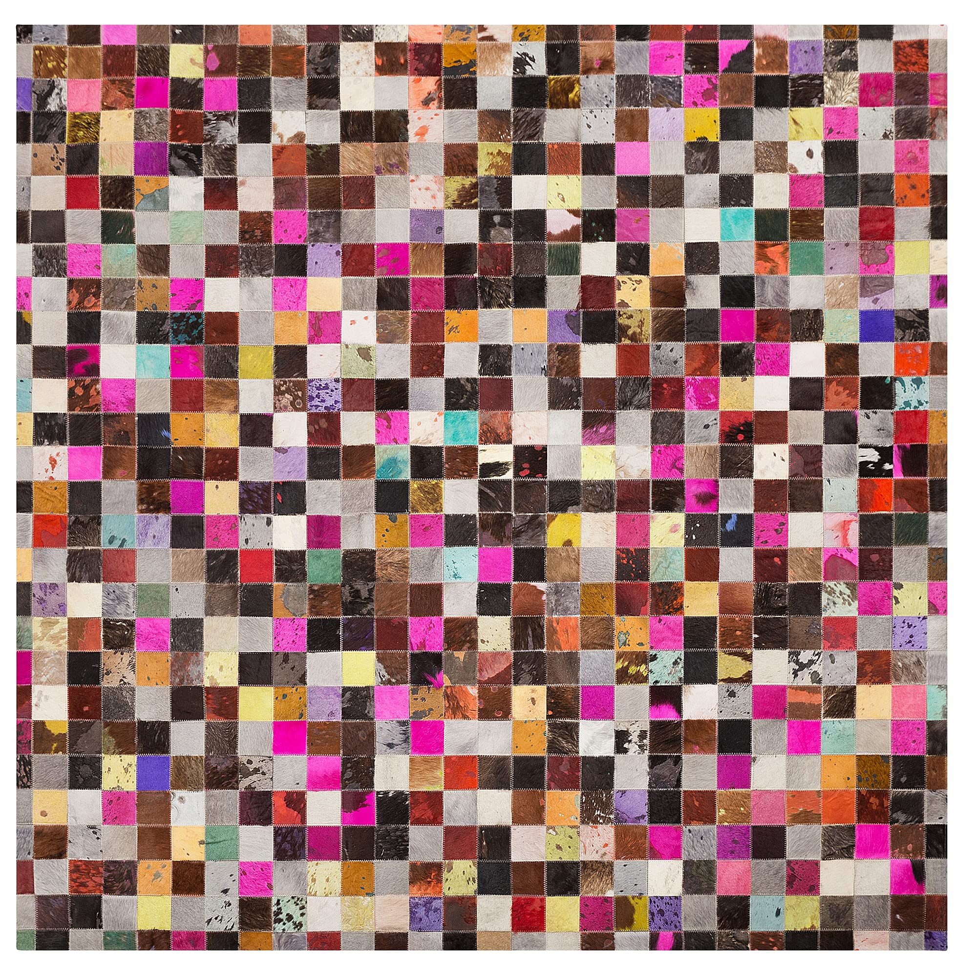 Beliani Tapis Rectangulaire Multicolore en Cuir Patchwork pour Intérieur au Style Moderne 200 x 200 cm