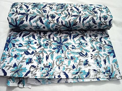 Hand Block Printed Indian Soft Cotton Fabric by The Yard Printed Fabric for Kurti DressCushion Cover Material 25 Yards