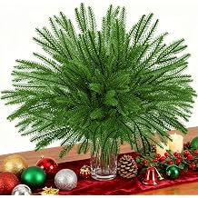RAINFLOW 20PCS Christmas Norfolk Pine Branches - Artificial Pine Stems