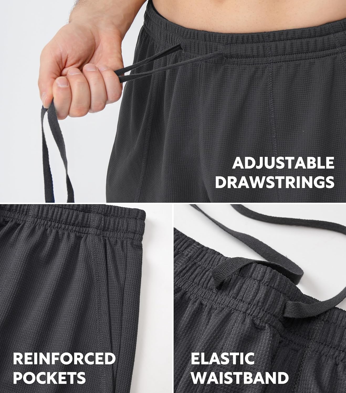 DAVID ARCHY Mens Pajama Shorts Quick-Dry & Lightweight Sleep Shorts Breathable Loungewear Pajama bottoms with Pockets 2 Pack - Image 4