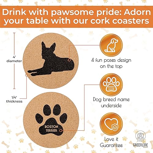 Miniatura 10 de Shih Tzu Lovers - Juego de 4 posavasos de corcho para perros con parte inferior protectora, posavasos decorativos Shih Tzu para bebidas, gran idea